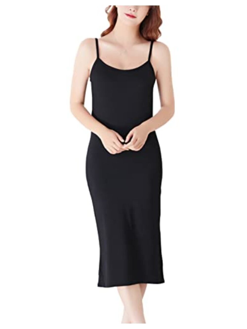 Women's Full Slip Dress Modal Spandex Adjustable Spaghetti Strap Cami Sleepwear